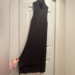 🆕 Zara | Brown Sweater Knit Vest Turtleneck Cut Slit Italian Yarn Wool